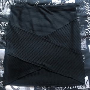 Black Striped Body Con Skirt